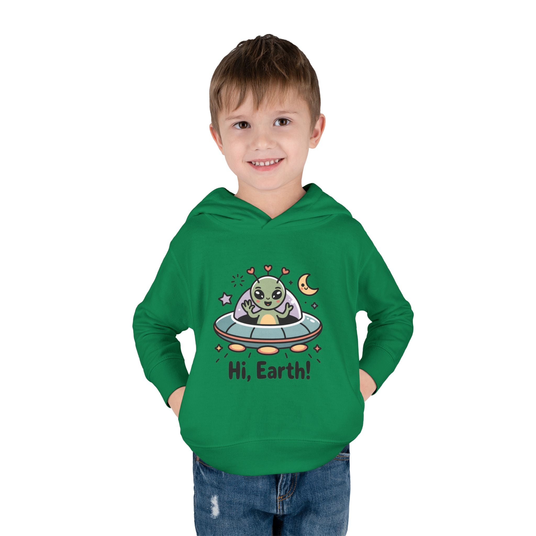 Toddler Alien Hoodie, Cute Kids Fleece Pullover, Fun Space Apparel, Gift for Kids, Halloween Costumes, Nursery Wear