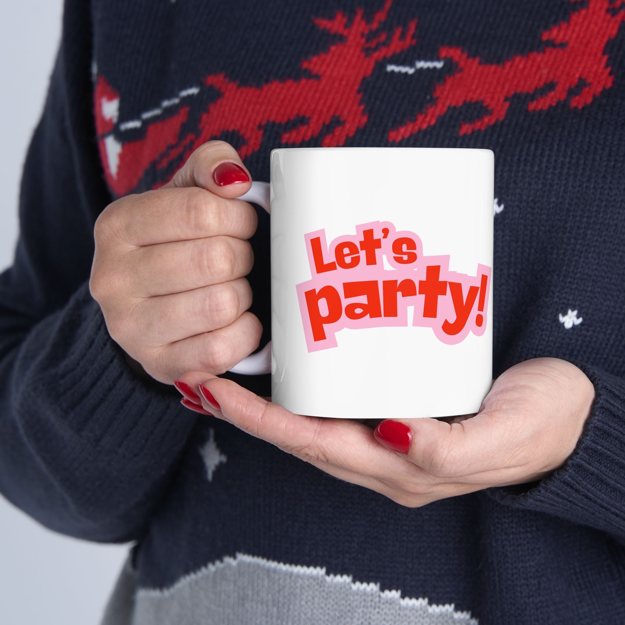 Let's Party Ceramic Mug - Fun Coffee Cup, Gift for Friends, Birthday Celebration, Home Decor, Party Essential