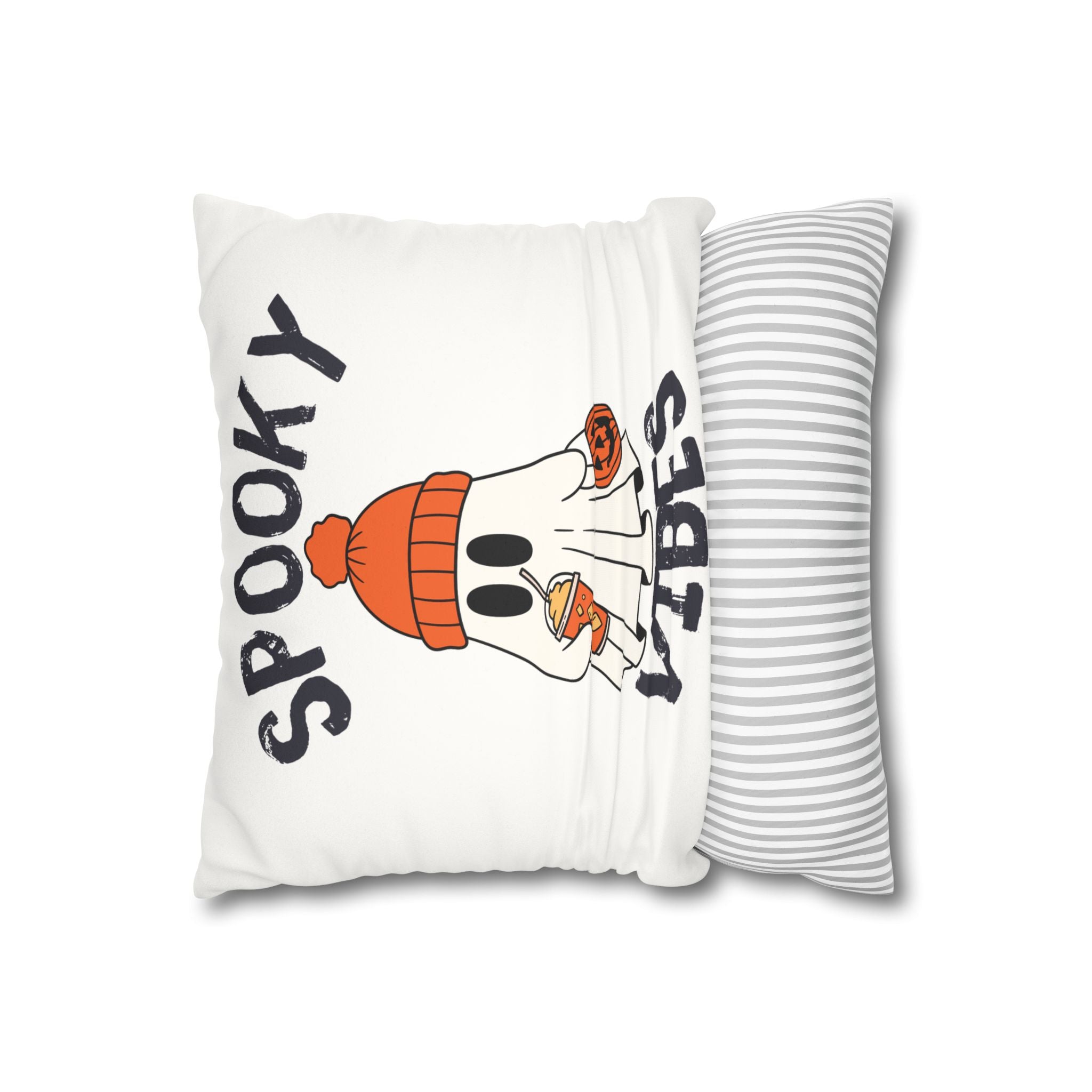 Spooky Vibes Faux Suede Pillowcase, Halloween Decor, Cozy Home Accent, Fall Decor, Ghost Themed Cushion