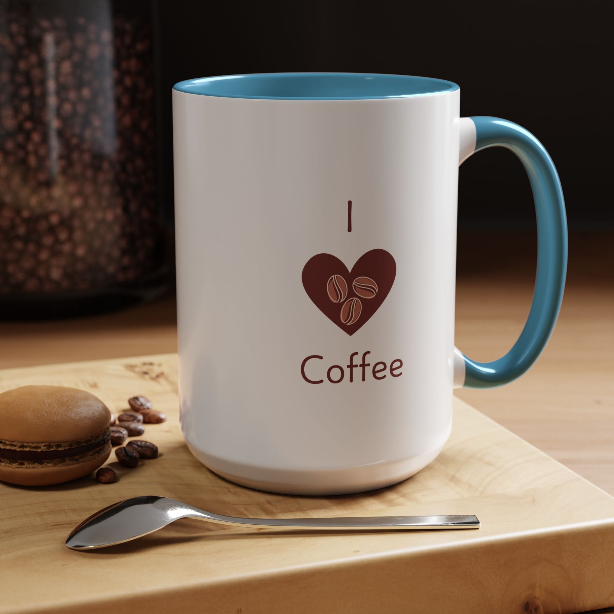 Cute Accent Coffee Mug - I Love Coffee Design - Perfect for Cat Lovers