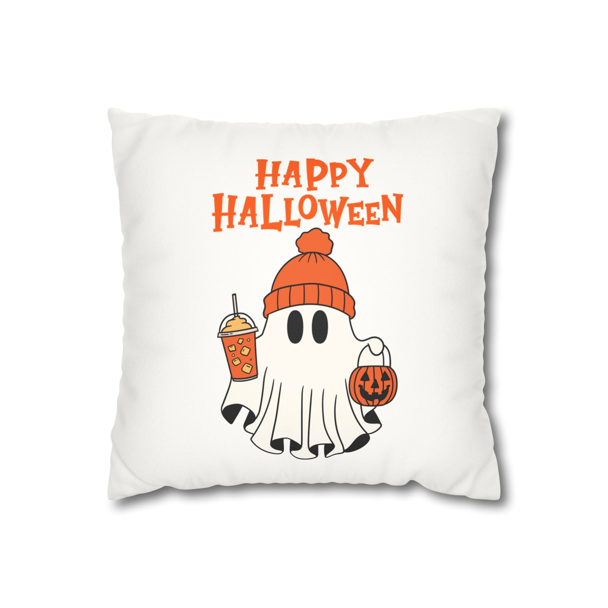 Halloween Ghost Pillowcase, Spooky Home Decor, Cozy Cushion Cover, Fall Accent, Trick-or-Treat Gift