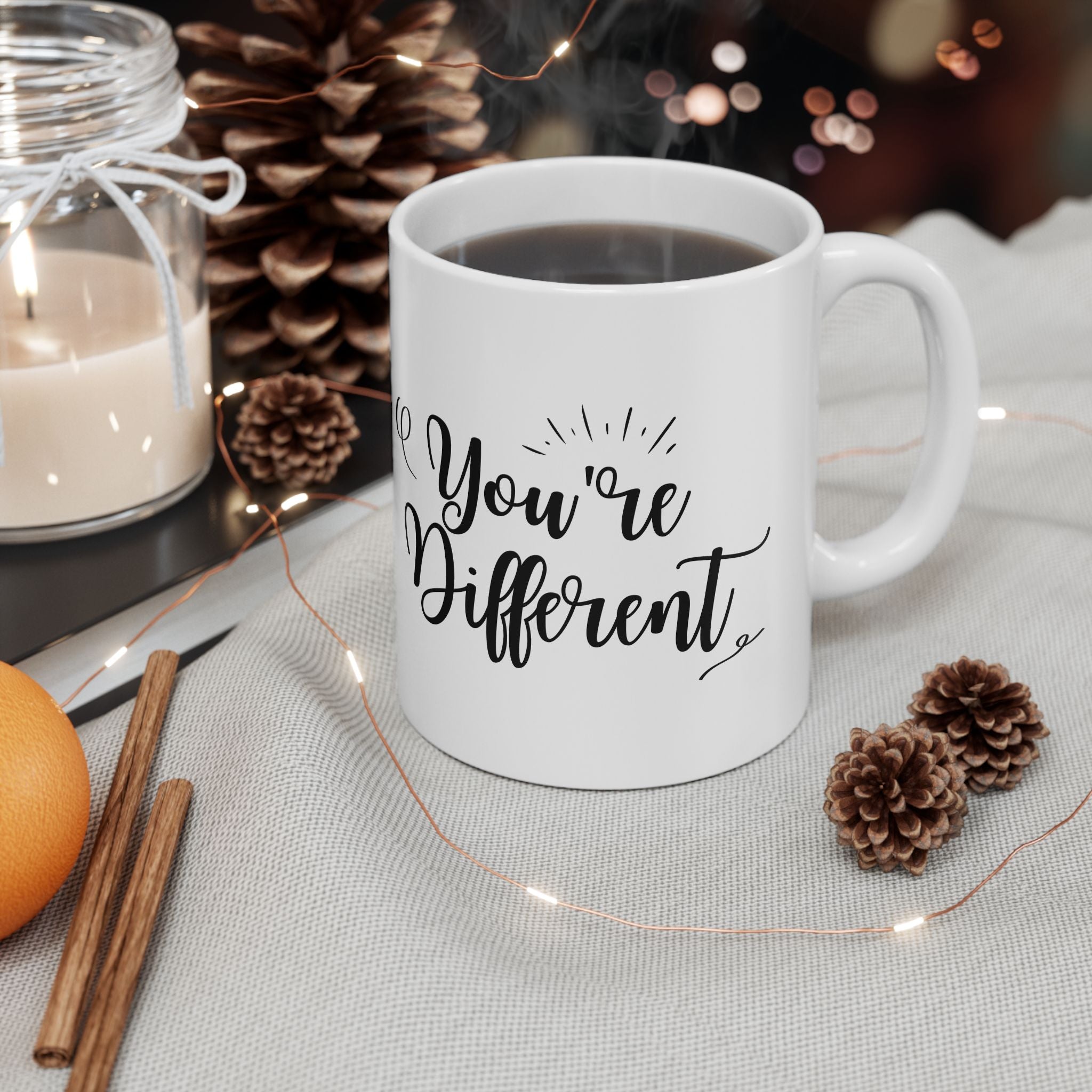 Inspirational Ceramic Coffee Mug - "You're Different" - Perfect Gift for Self-Care