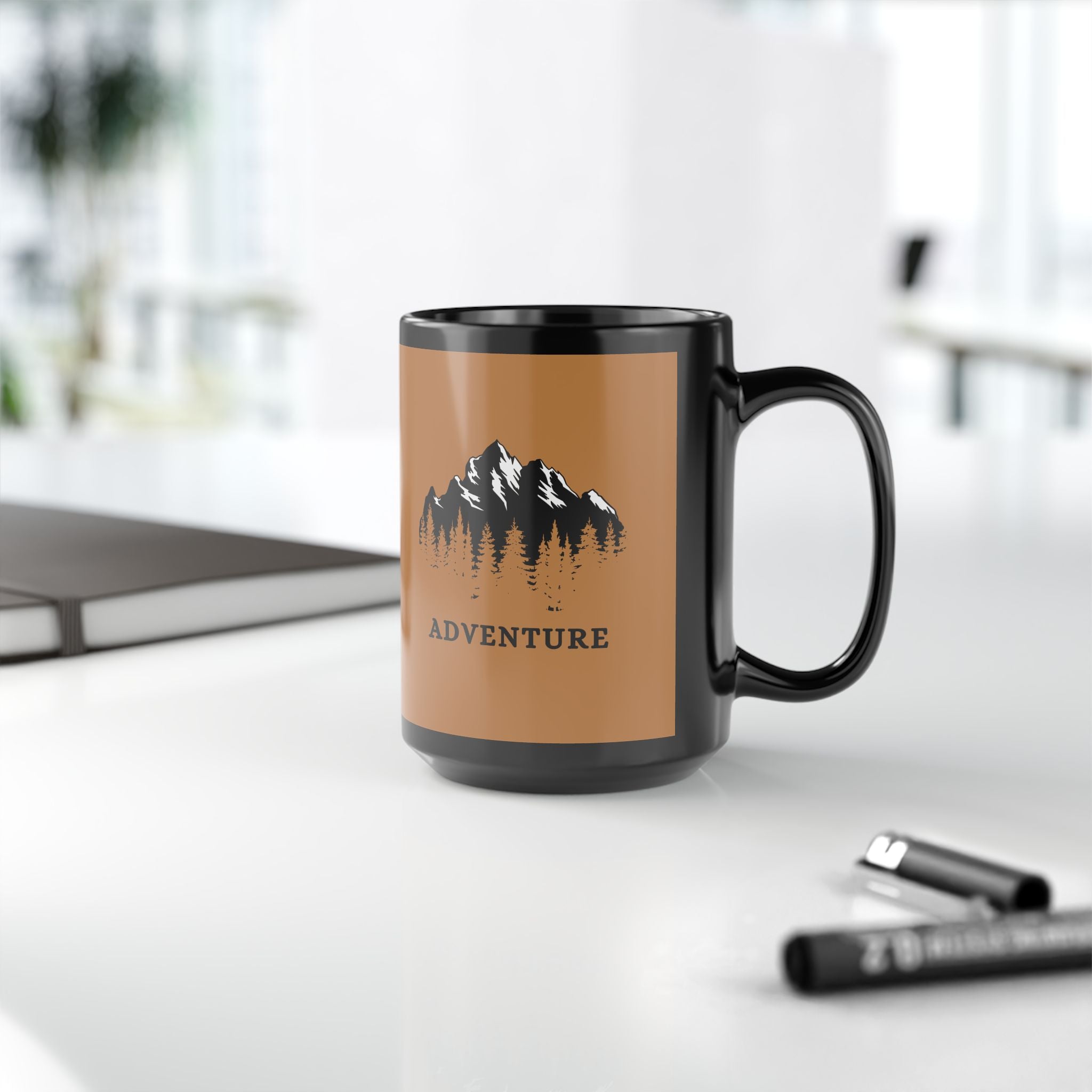 Adventure Black Mug - 15oz Coffee Cup for Outdoor Enthusiasts