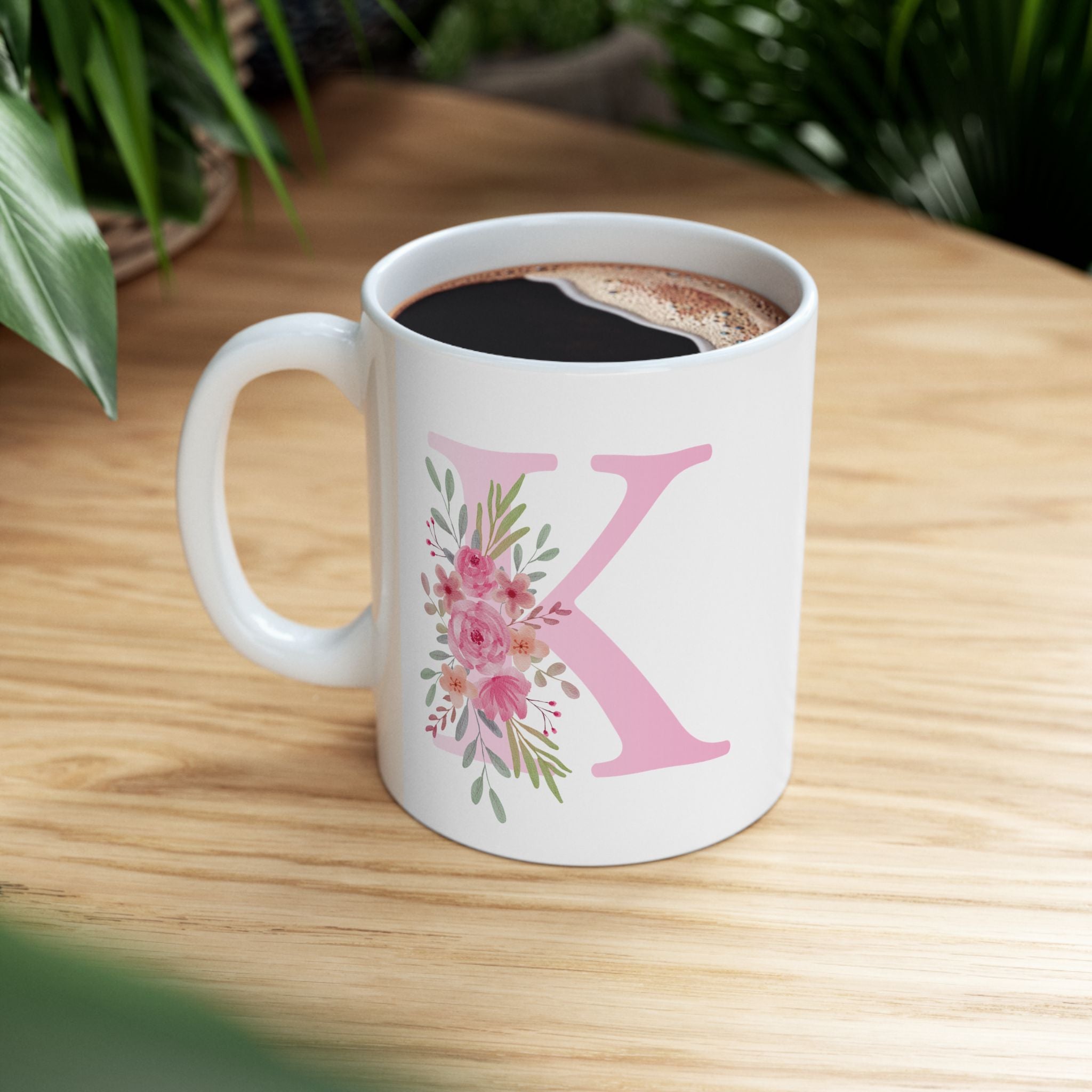 Floral Initial Ceramic Mug - Kind & Lovely Design