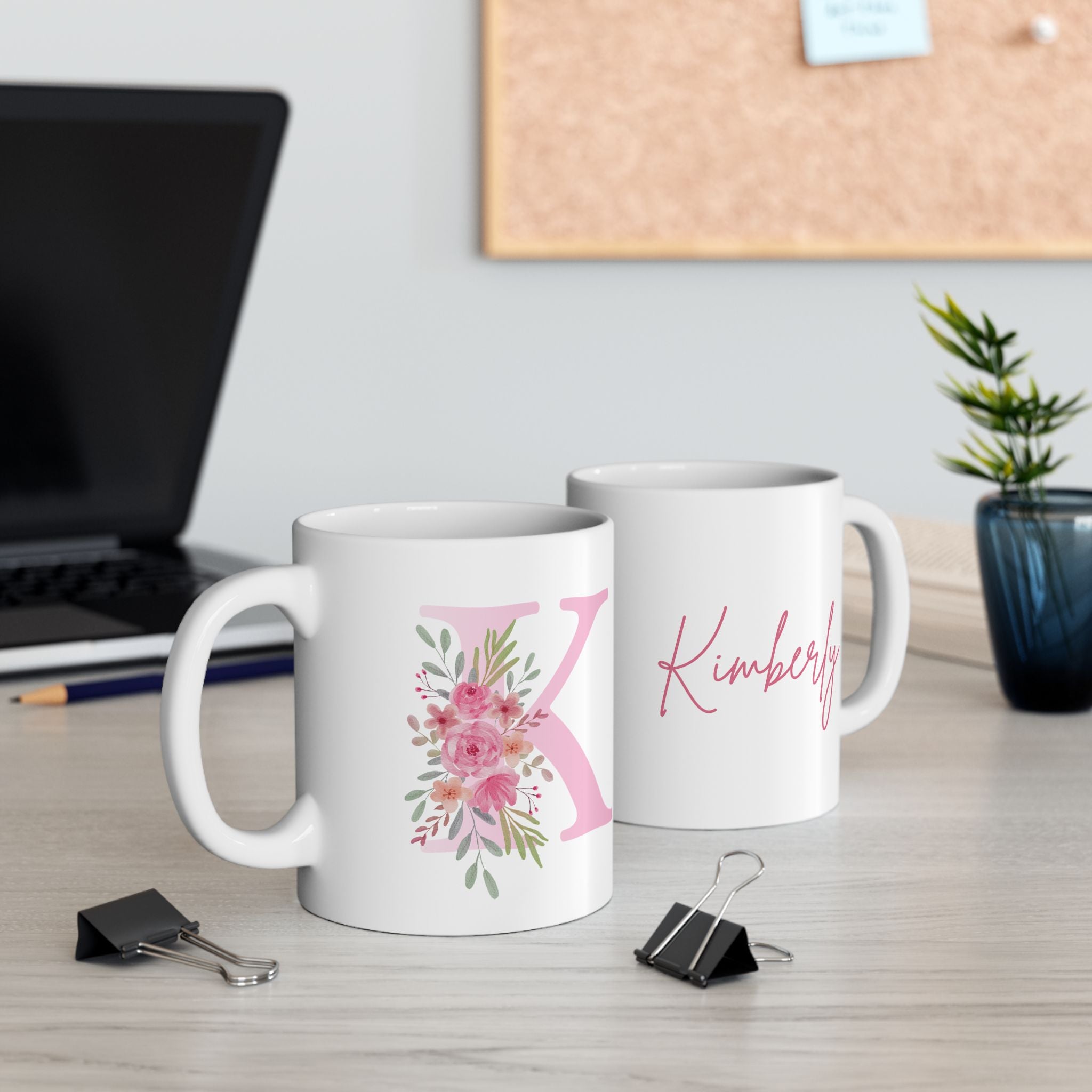 Floral Initial Ceramic Mug - Kind & Lovely Design