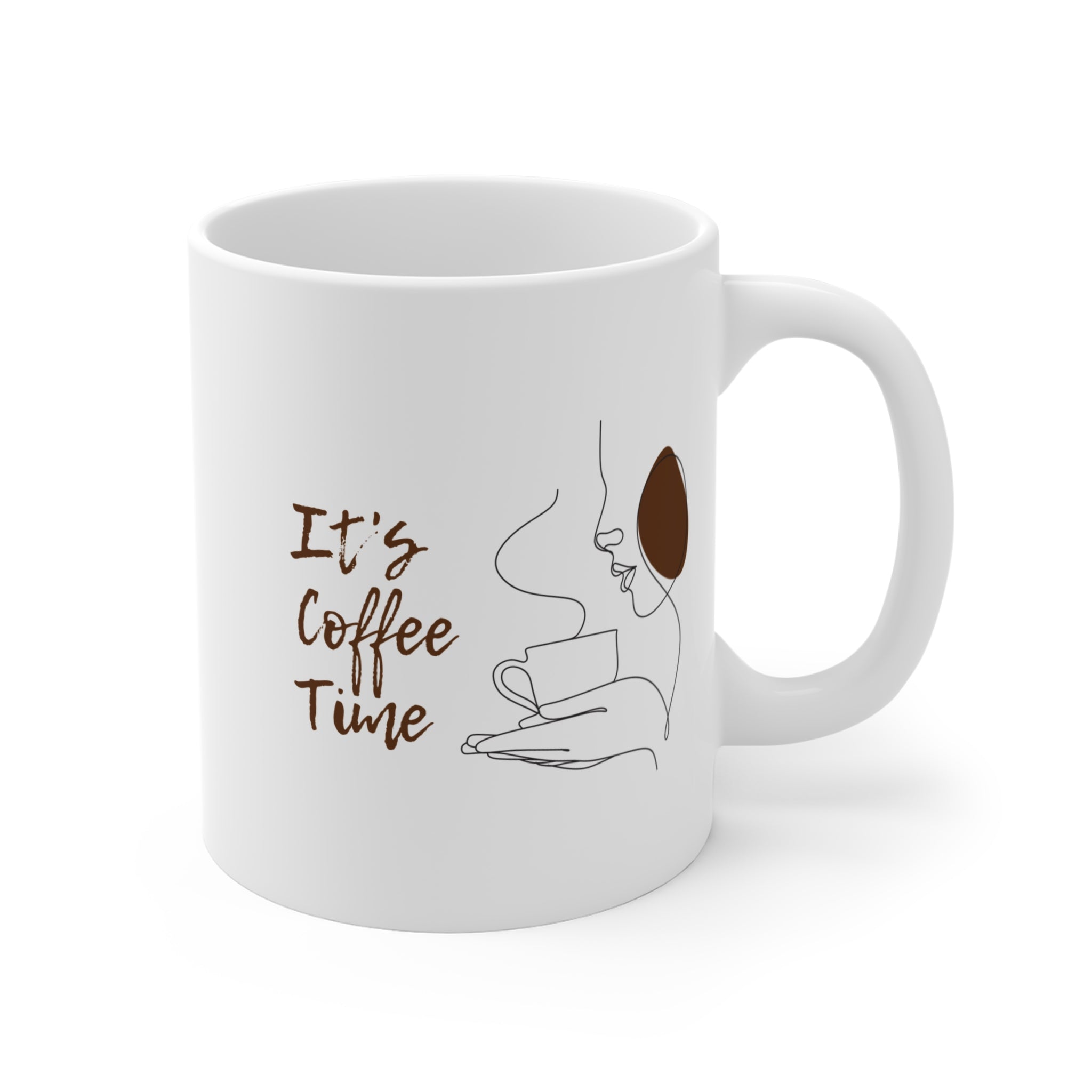 Coffee Time Mug - 11oz Ceramic Coffee Cup with Minimalist Design