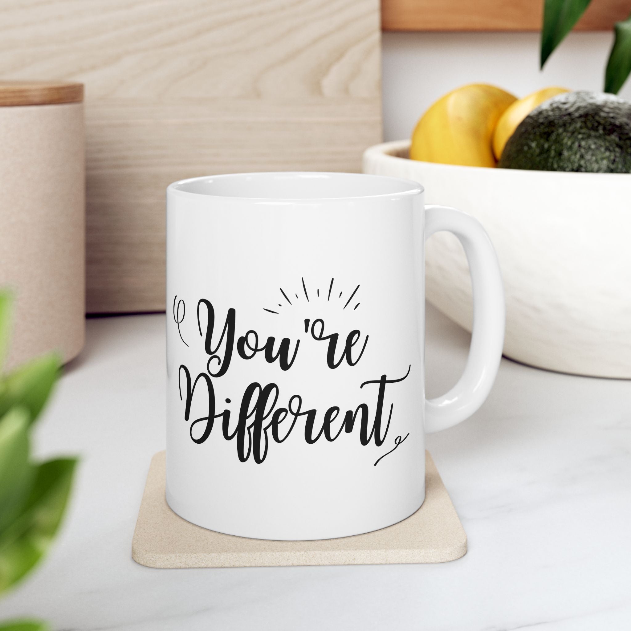 Inspirational Ceramic Coffee Mug - "You're Different" - Perfect Gift for Self-Care