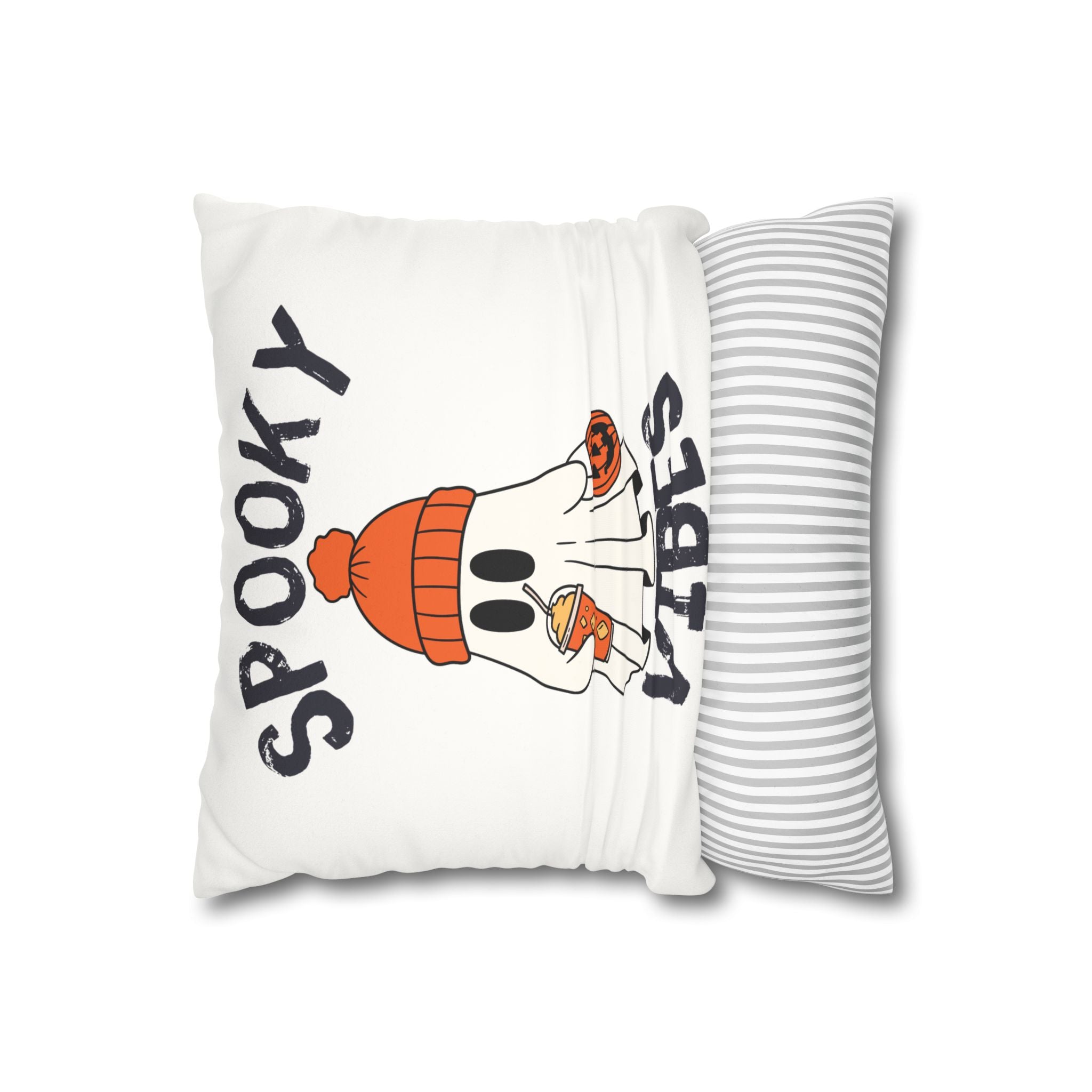 Spooky Vibes Faux Suede Pillowcase, Halloween Decor, Cozy Home Accent, Fall Decor, Ghost Themed Cushion