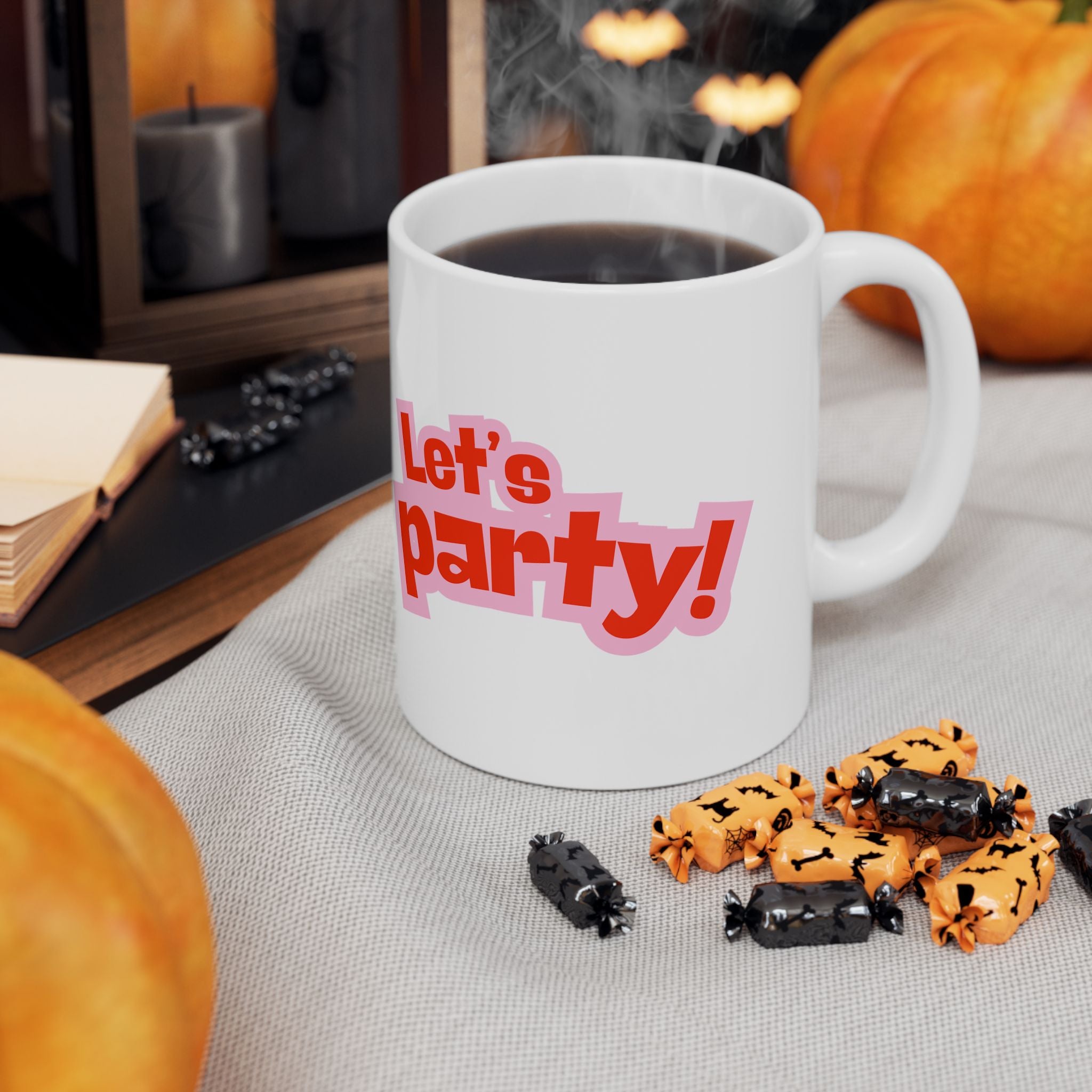 Let's Party Ceramic Mug - Fun Coffee Cup, Gift for Friends, Birthday Celebration, Home Decor, Party Essential