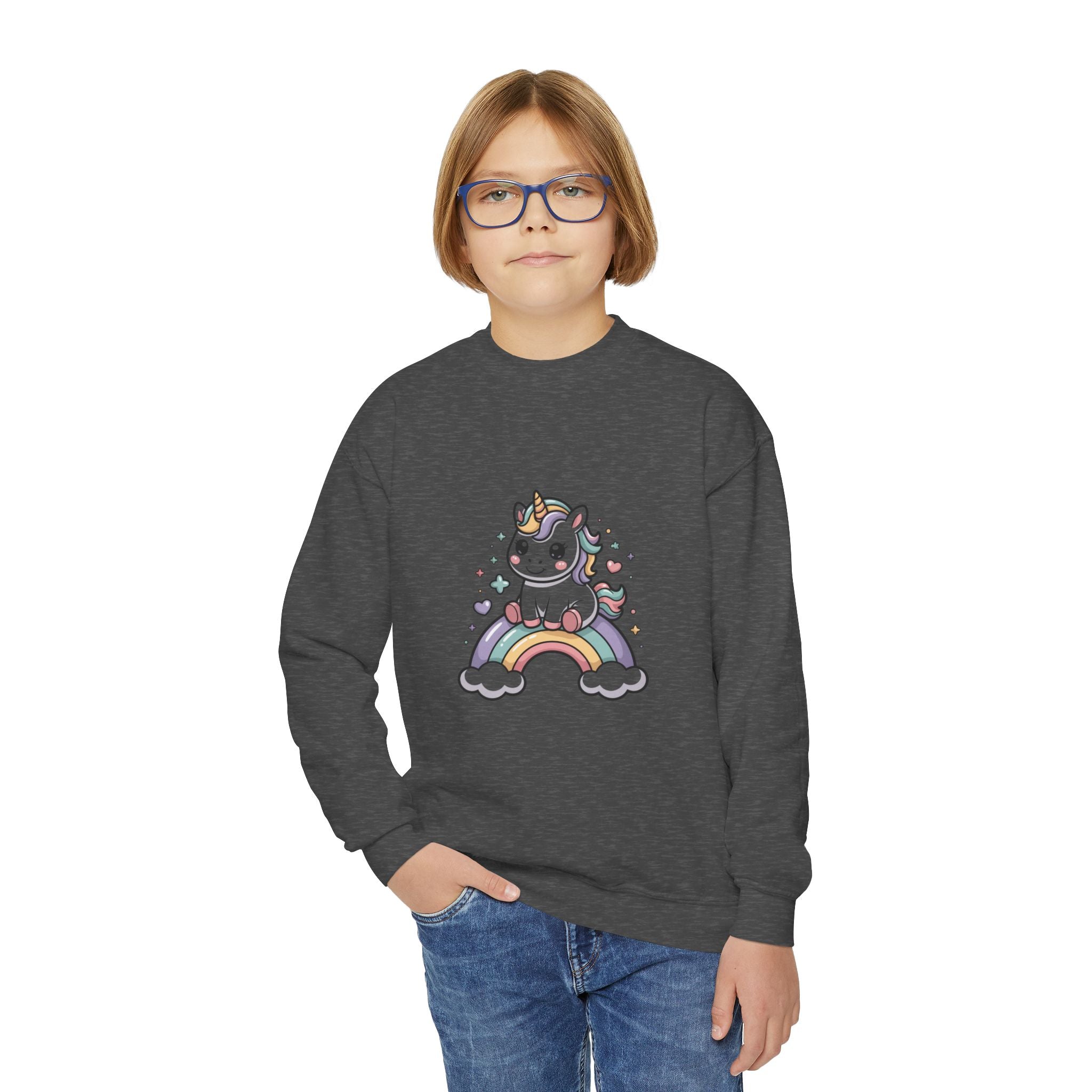 Magical Unicorn Youth Sweatshirt, Cute Crewneck for Kids, Rainbow Sweatshirt, Gift for Birthdays, Cozy Casual Wear